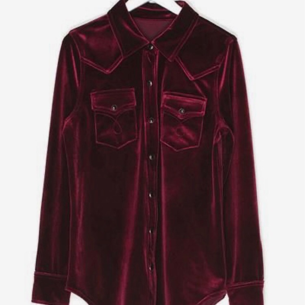Velvet burgundy snap shirt By Genuine People